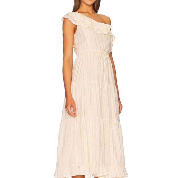 Heartloom Theo Dress. Ivory with gold stitching. Size S. - Picture 2 of 6